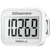 NESKLA 3D Pedometer, Simple Step Counter with Large LCD Display for Walking | Accurate Step Track...