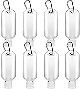 VHOPMORE 8 Pcs Travel Size Bottles with Keychain Hand Sanitizer Holder, 2 oz Portable Plastic Sma...