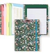 HAUTOCO Clipboard Folio with Refillable Notepad for Letter Size (11" x 8.5"), 5 Dividers with 10 ...