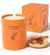 NORVENCE Cinnamon Candle, Cinnamon Scented Candles for Women, 10oz Soy Candles with Bamboo Lid fo...