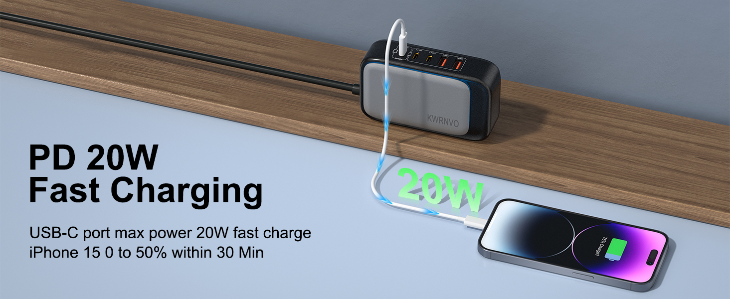 USB-C3 power max up to 20W PD fast charging