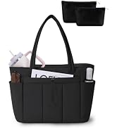 Wandering Nature Puffer Tote Bag with Cup Holder & Laptop Compartment & Trolley Sleeve for Travel...