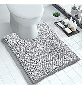 Yimobra Luxury Chenille U-Shaped Toilet Rug, Super Soft Shaggy Contour Bath Mat for Bathroom Floo...