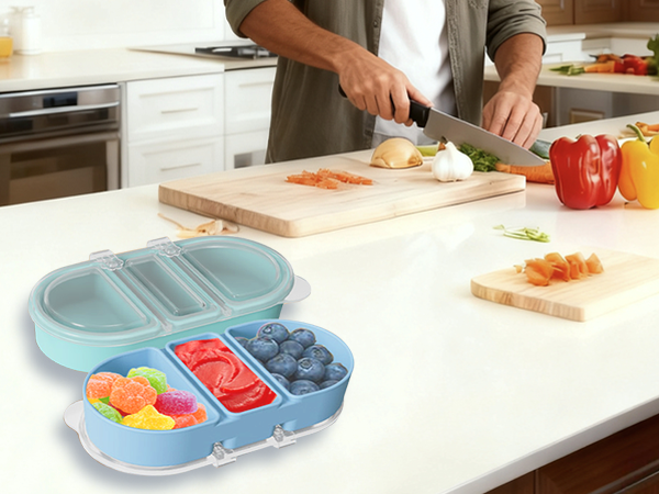 3 Pack Reusable Silicone Snack Containers with Lids