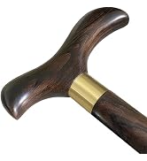 Classic Wooden Walking Cane Ergonomic Solid Wood Quality Cane for Seniors with Rubber Tip Single ...