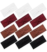 12 Pcs Stretchy Headbands for Women, Absorbed Sport Headband Soft Twist Knotted Hairbands for Dai...