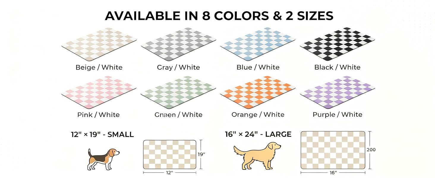 Many colors and 2 sizes