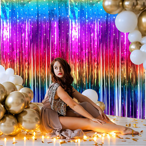 Rainbow Foil Fringe Curtains