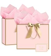 JMANNI Gift Bags with Handles, 14.6” Large Gift Bag for Presents, 2 Pcs Bags with 4 Tissue Paper ...