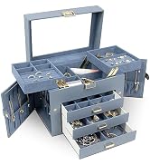 KAMIER Jewelry Organizer Box,5-Layer Jewelry Box for Women with Glass Lid,Jewelry Storage Box for...