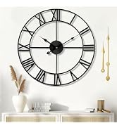 Mee 2ou Large Wall Clock for Living Room Decor - 60CM Silent Non-Ticking Metal Wall Clocks Batter...