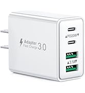 USB C Charger Block Fast Charging, 40W 4-Port USB C Wall Charger Dual Port PD Power Adapter+QC Mi...