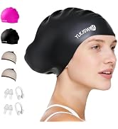 Large Silicone Swim Cap Durable Silicone Waterproof Construction with Ultra-Elastic Design Effect...