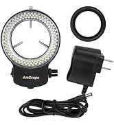 AmScope 144 LED Intensity-Adjustable Ring Light: Stereo Microscope Accessory with Black Housing