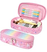 BrainyBees Pencil Case for Girls - Cute Zipper Pencil Pouch for Girls Sparkly Kids Pencil Box Pen...