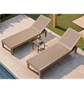 Greesum Outdoor Chaise Lounge Chairs Set of 2 with 5-Position Adjustable Backrest, Waterproof PE ...
