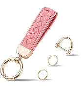 Hamdecro Genuine Leather Keychains, Handmade Knit Sheepskin Car Key chain for Women, Universal Ke...