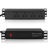 ElecVoztile 10 inch Rack PDU, 4 Rear Outlets, Surge Protected | 15A Overload Switch, 1U RackMount...