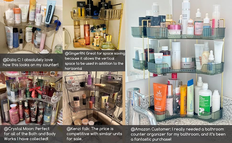 Aveniee Corner Bathroom Counter Organizer
