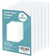 Egofine Plexiglass Sheets Acrylic Sheets 6 Pack of 11x14’’ 0.04 Thick Clear Plastic Cast Transpar...