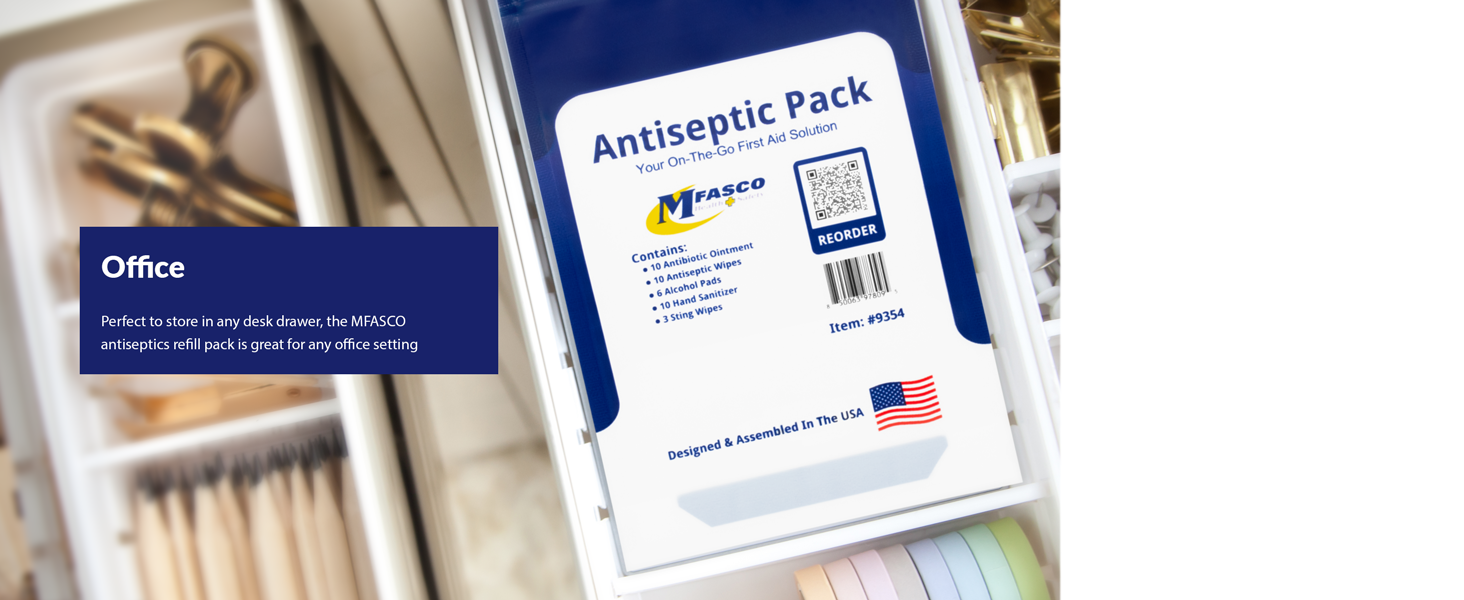 office antiseptic refill pack desk drawer supplies designed in the USA small storage