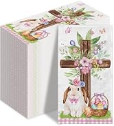 100 Easter Disposable Paper Decorative Guest Napkins Watercolor Bunny Flower Easter Eggs Disposab...