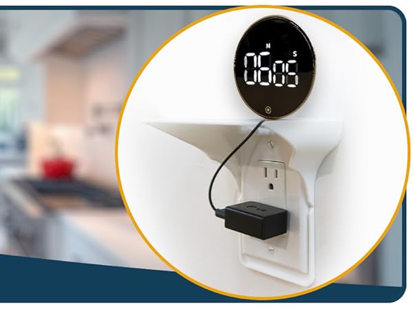 outlet shelf for kitchen timer and other gadgets