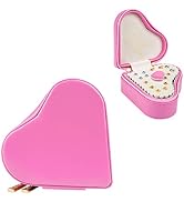 SANQIANWAN Luxury Heart Shaped Travel Earring Box Small Pu Leather Jewelry Case Organizer for Rin...