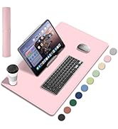 Dual-Sided Desk Pad, Natural Cork & PU Leather Mouse Pad for Desk, Desk Pad Protector, Non-Slip D...