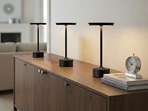 Wireless Portable Table Lamp Rechargeable for Bedrooms, Nightstands, Kids Reading; Home Decor
