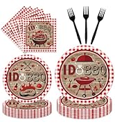 96PCS I DO BBQ Plates and Napkins Party Supplies BBQ Bridal Shower Decorations Bar B Q Wedding En...