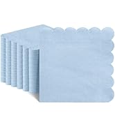 NatNarr 120 Pcs Cocktail Napkins Light Blue Napkins Boy Baby Shower Napkin Disposable Scalloped B...