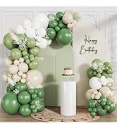CVPARTYON Sage Green White Balloon Arch Kit 120pcs Thick Latex Green Sand White Balloons Differen...