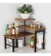 Uniqcovosa Kitchen Countertop Organizer, 3 Tier Moveable Corner Shelf Kitchen Shelf with Hook, Co...