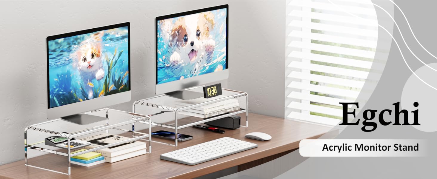 Egchi Clear Acrylic Monitor Stand Riser 2 Tier