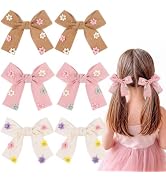 OAOLEER 6PCS Hair Bows for Girls, Velvet Bow Hair Clips for Girls Ribbon With Alligator Clips Gir...