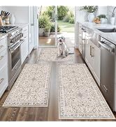 3-Piece Kitchen Rug Set of 3 with Runner – Non-Slip Washable Boho Kitchen Mats for Sink, Floor, E...