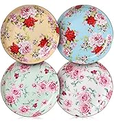 BTaT- Dessert Plates, 8 inch, Set of 4, Porcelain Bone China, Appetizer Plates, Floral Plates, Sa...