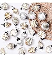 Indian Shelf 12 White Christmas Ornaments| Round Christmas Balls| Vintage Christmas Tree Ornament...