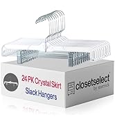 24 Pack Crystal Clear Skirt Slack Hanger, for Everyday Skirts, Pants, Shorts, More