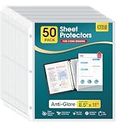 KTRIO Sheet Protector for 3 Ring Binder, Plastic Sleeves for Paper 8.5 x 11 inch, Clear Page Prot...