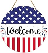 4th of July Decorations Patriotic Decorations Patriotic Wreath Fireworks Welcome Sign Wooden 4th ...