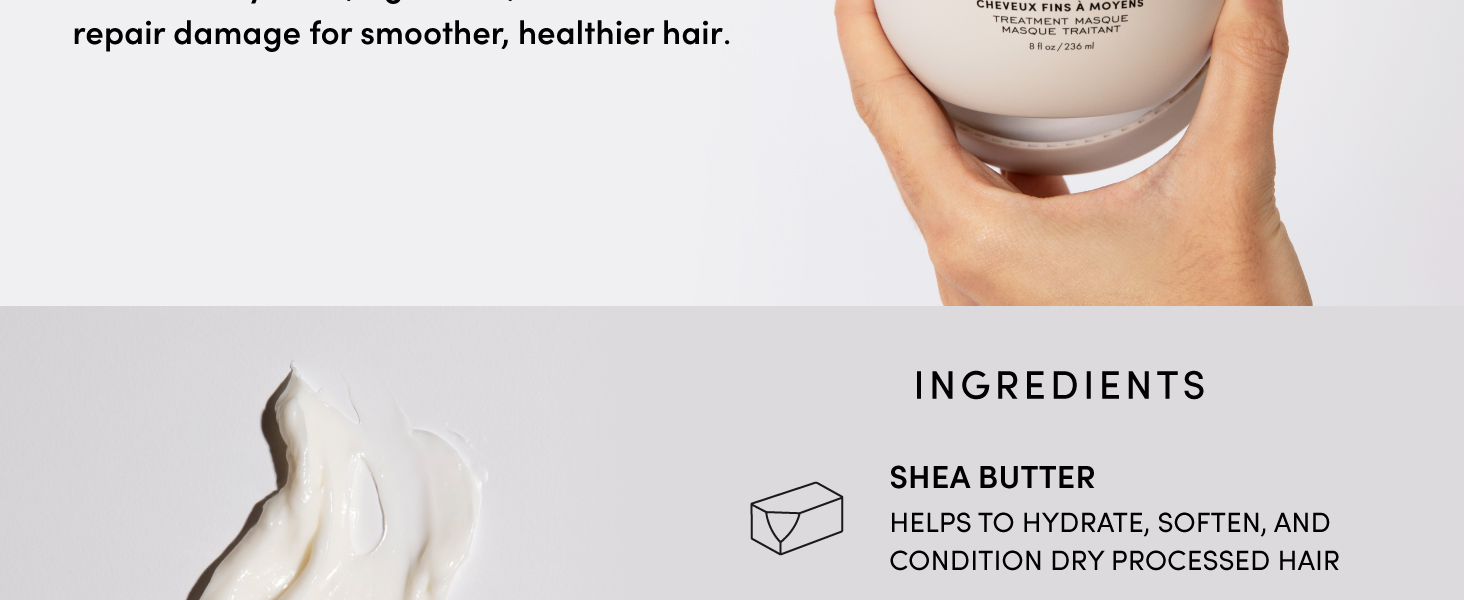 Made with shea butter to help hydrate, soften, and condition dry processed hair