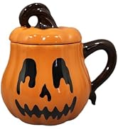 JUSTUP Ceramic Coffee Cup, Innovative Pumpkin Little Devil Shaped Covered Mug, Halloween and Than...