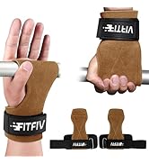 FITFIV Weight Lifting Wrist Strap, Double Leather Weightlifting Wrist Straps for Gym Strength Tra...