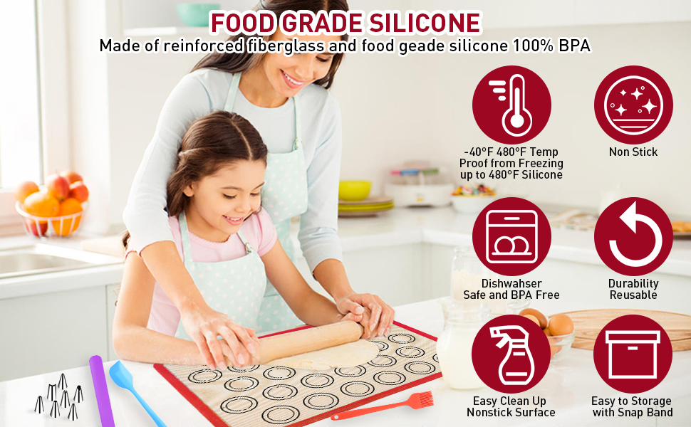 44Pcs Macaron Silicone Baking Kits