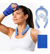 2PCS Neck Cooling Tube with Cooling Towel, Reusable LongLasting Ice Ring Neck Cooler for...