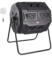 VEVOR Compost Bin, 43-Gal Dual Chamber Composting Tumbler, Large Tumbling Rotating Composter with...