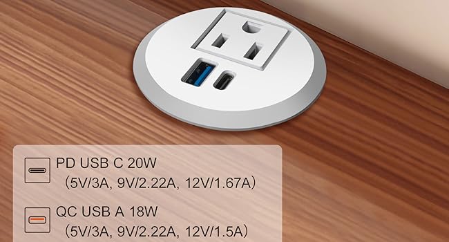 2 inch Recessed Power Grommet USB C