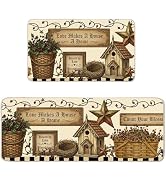 Farmhouse Western Star Kitchen Rugs and Mats Set of 2, Decorative Rustic Non-Slip Washable Kitche...